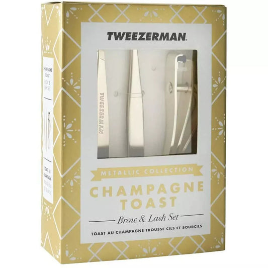 TWEEZERMAN CHAMPAGNE TOAST BROW & LASH SET - WIMPERNZANGE & PINZETTE AUGENBRAUE STYLING