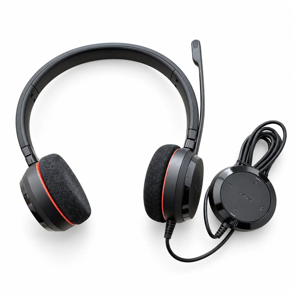 Jabra Evolve 20 MS Stereo USB-A Headset in Schwarz, Vorderansicht